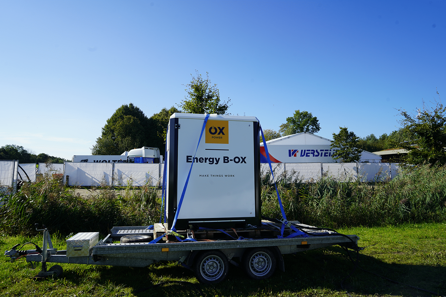 Een close-up van de Mobile Energy B-OX-M op Scoutinglandgoed Zeewolde tijdens Scout-In25.